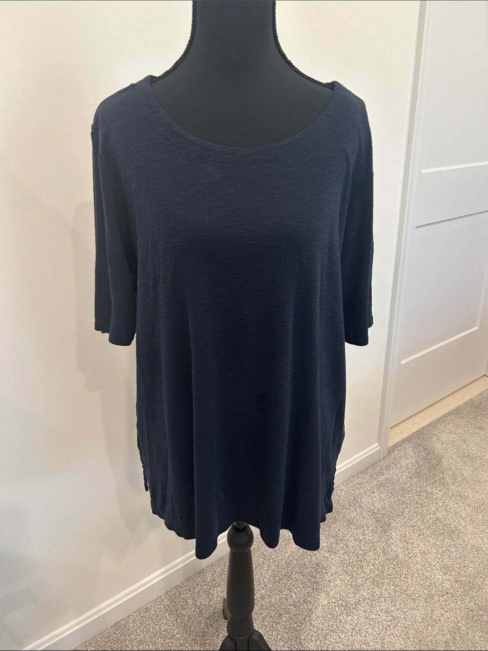 J. Jill Navy Scoop-Neck Short Sleeve Tee